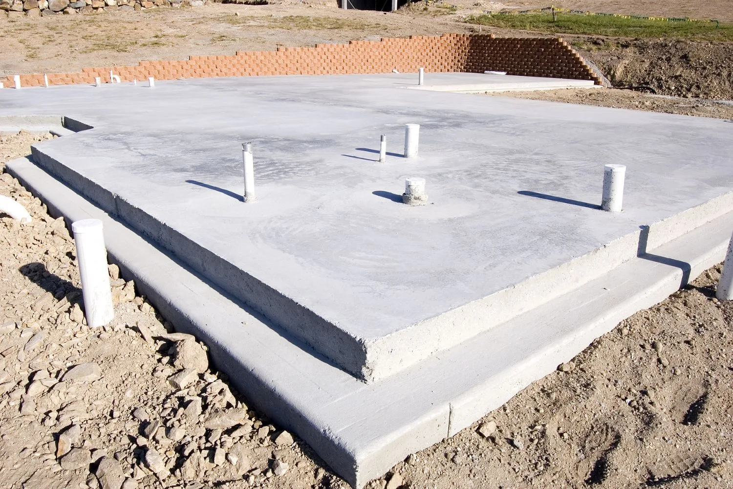 Concrete slab poured and ready for a new build
